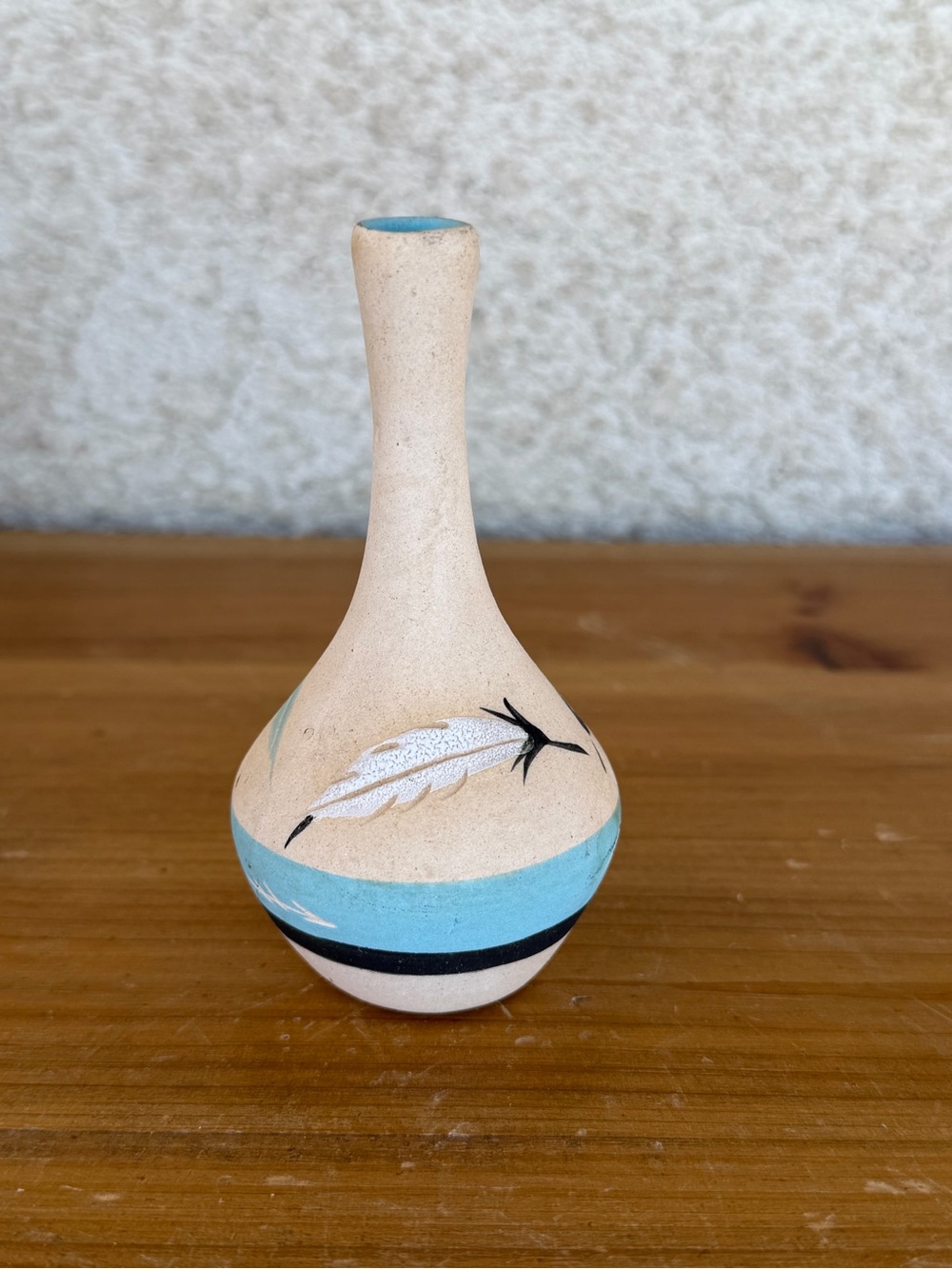 Handcrafted Sandstone Feather Vase in Light Blue